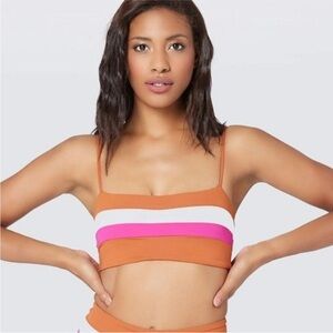 L*Space Womens Size Small Rebel Stripe Bikini Top